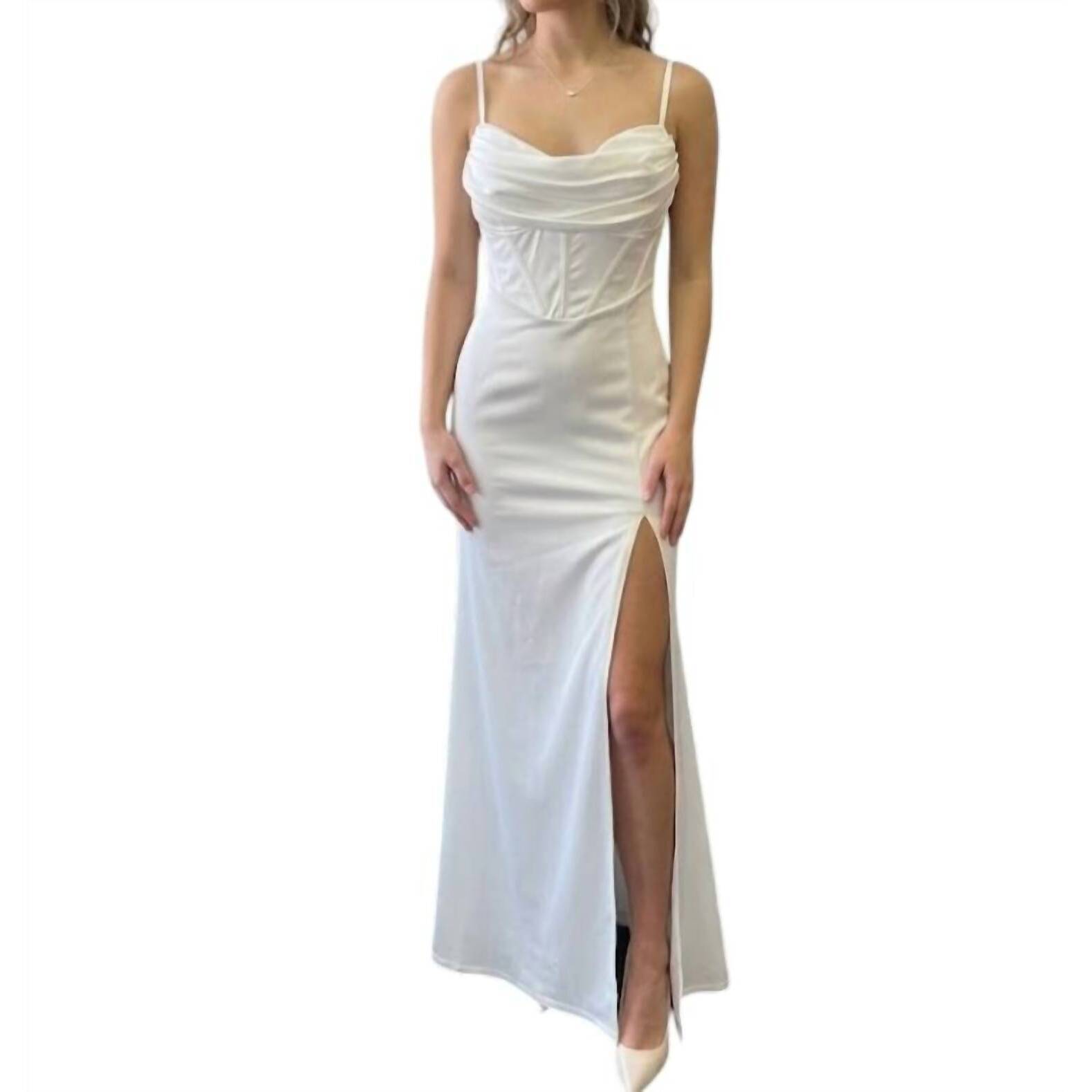 New Haute Monde Lux Corset Formal Dress In White
